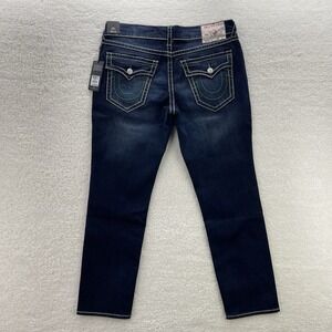 True Religion Jeans Mens 36 Blue Geno Big T Flap Pocket Relaxed Slim Dark Wash